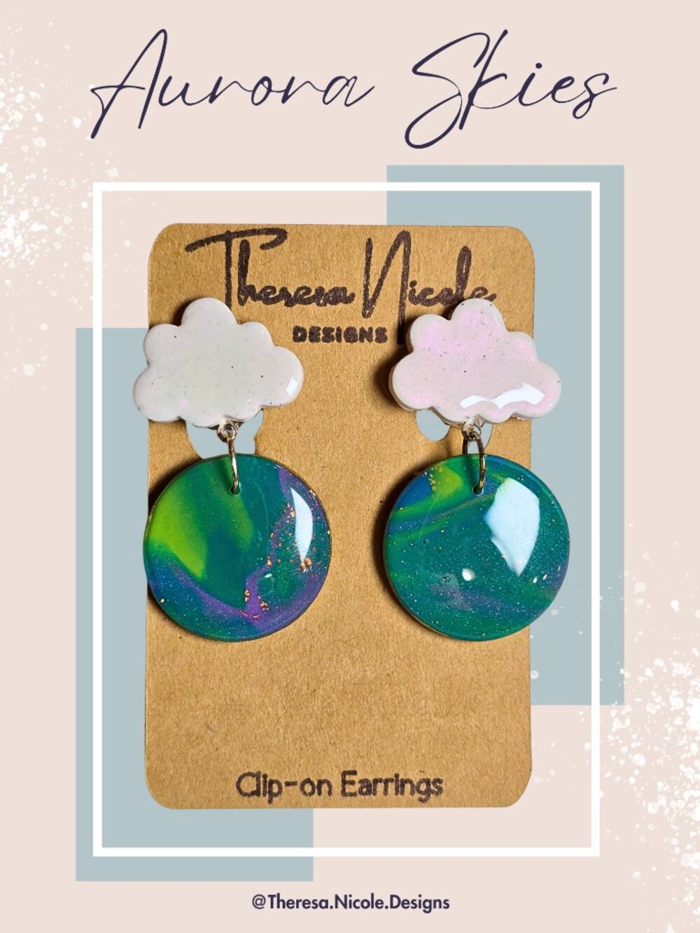 Aurora Skies Northern Lights Clip-On Earrings | Handmade Polymer Clay